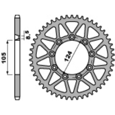 PBR Kettenrad Stahl Teilung 520 für TM RACING EN 250, EN 300, ENF 250, ENF 450, MXF 250 1993-2020