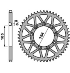 PBR steel rear sprocket 520 pitch for TM RACING EN 250, EN 300, ENF 250, ENF 450, MXF 250 1993-2020
