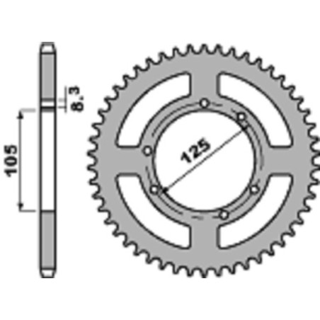PBR Kettenrad Alu Teilung 428 für DERBI SENDA 125 SM, HM CRE 50 BAJA, RIEJU TANGO 125 und VENT BAJA 50 2003-2025