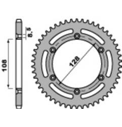 PBR steel rear sprocket 57T, 525 pitch for KAWASAKI KLX 125 and SUZUKI DR-Z 125 L 2003-2013