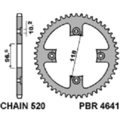 PBR steel rear sprocket 42T, 520 pitch for CAN-AM DS 450, DS 450 X 2008-2009