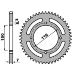 Couronne acier PBR pas 428 pour KAWASAKI KX 100, KX 80, KX 85, KX 85 L de 1979 à 2027