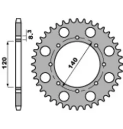 PBR Kettenrad Stahl Teilung 520 für KAWASAKI KLE 500, KLR 500, KLR 650, KLX 650 1987-2019