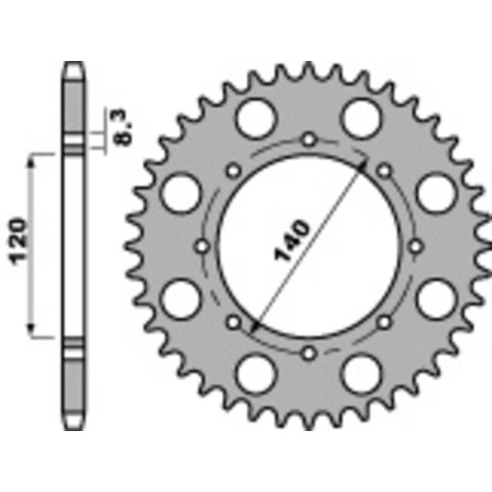 Corona de acero PBR paso 520 para KAWASAKI KLE 500, KLR 500, KLR 650, KLX 650 de 1987 a 2019
