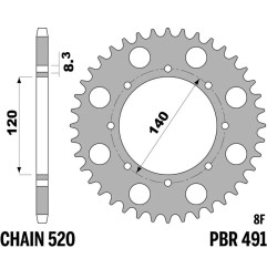 PBR Kettenrad Stahl Teilung 520 für KAWASAKI KLE 500, KLR 500, KLR 650, KLX 650 1987-2019