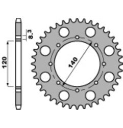 PBR Kettenrad Stahl Teilung 520 für KAWASAKI KLE 500, KLR 500, KLR 650, KLX 650 1987-2019