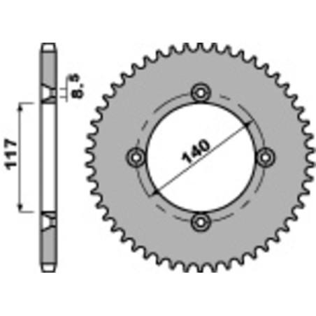 PBR Kettenrad Stahl Teilung 428 für YAMAHA YZ 80 1985-1992