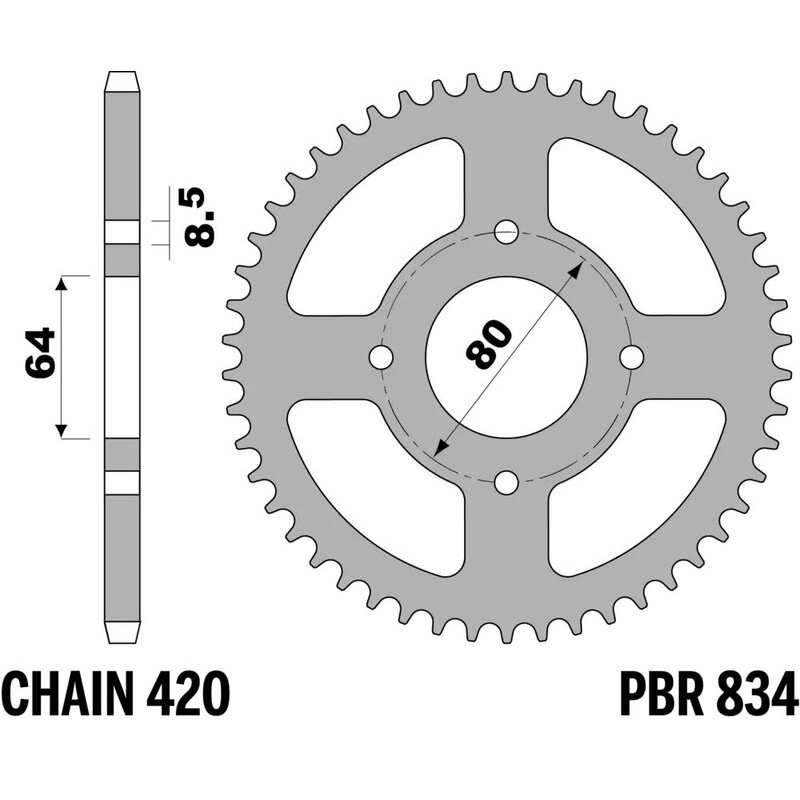 PBR Kettenrad Stahl Teilung 420 für YAMAHA CHAPPY 50, PW 80, TTR 110, TTR 50, TTR 90 1978-2027