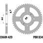 Corona de acero PBR paso 420 para YAMAHA CHAPPY 50, PW 80, TTR 110, TTR 50, TTR 90 de 1978 a 2027