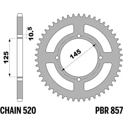 PBR Kettenrad Stahl Teilung 520 für YAMAHA TT 600, XT 400, XT 600, XT 600 Z TENERE, XTZ 660 TENERE 1980-2004