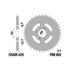 PBR Kettenrad Stahl Teilung 520 für KAWASAKI KLX 110 und SUZUKI DRZ 110, TS 50 XK 1984-2020
