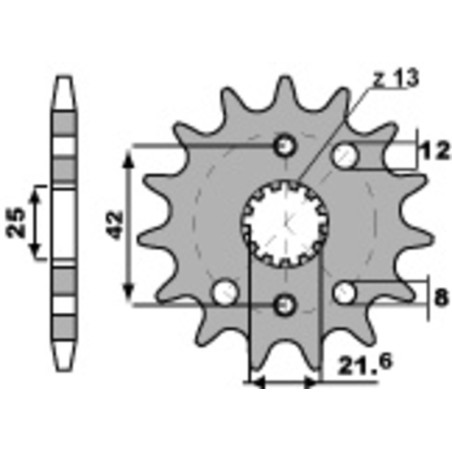 Piñón de acero PBR paso 530 para KTM LC4 640 de 1999 a 2006