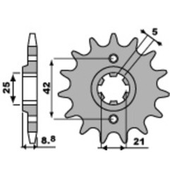 PBR steel front sprocket 14T, 520 pitch for HUSQVARNA WR 360 and KAWASAKI KX 250, KX 500 1983-2002