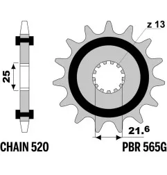 Piñón de acero PBR 15 dientes, paso 520 para YAMAHA YZ 250, KAWASAKI KLX 450, CF MOTO MT 650 y GAS GAS ECF 450 de 1976 a 2027