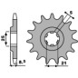 Pignon acier PBR pas 520 pour HUSQVARNA CR 250, CR 360, WR 250, WR 360, WRK 240, CAGIVA WMX 250 et KAWASAKI KX 250, KX 500