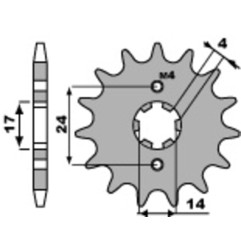Piñón de acero PBR paso 420 para GILERA RCR 50, SMT 50, ZULU 50, APRILIA MX 50, RX 50, SX 50, KAWASAKI KLX 110 y SUZUKI DRZ 110