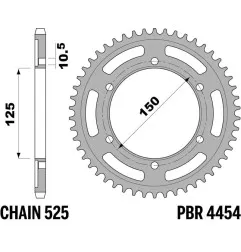 Corona de acero PBR 42 dientes, paso 525 para KTM ADVENTURE 1190, ADVENTURE 1190 ABS WES, ADVENTURE 950, ADVENTURE 990