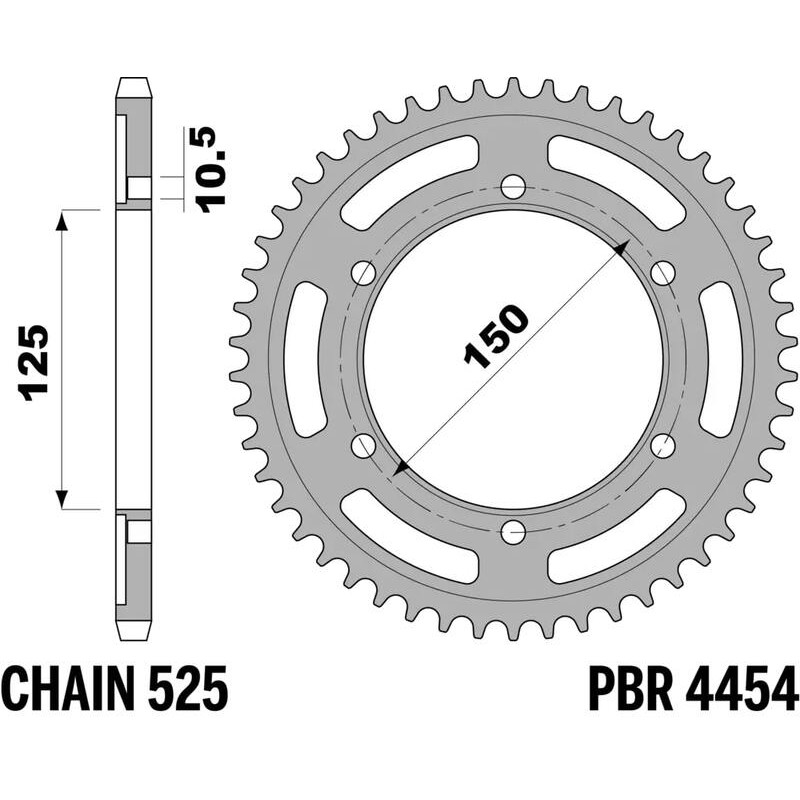 PBR steel rear sprocket 42T, 525 pitch for KTM ADVENTURE 1190, ADVENTURE 1190 ABS WES, ADVENTURE 950, ADVENTURE 990 2002-2019