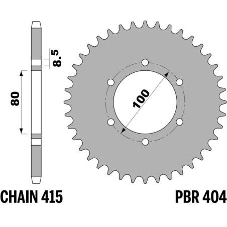 PBR Kettenrad Stahl 46 Zähne, Teilung 415 für RIEJU DRAC 50 1996