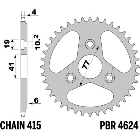 Kit chaîne AFAM 415 F - 10/40-102 - Couronne alu standard pour KTM SX 50 de 2006 à 2011