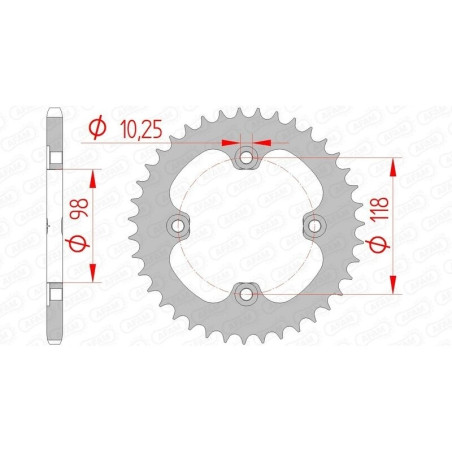 Kit de cadena AFAM 520 XSR4 - 14/42-102 - Corona acero standard para CAN-AM DS 450 de 2008 a 2009