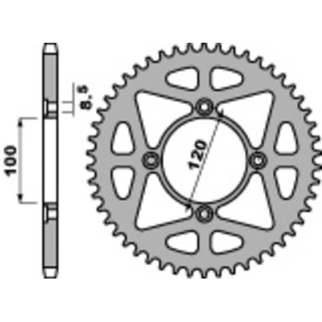 Kit chaîne EK/PBR 428 ZVX - 14/54-136 - Couronne acier standard pour BETA RE 125 de 2013 à 2017