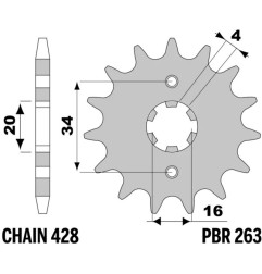 EK CHAIN Kettensatz für BETA RE 125 2013-2017