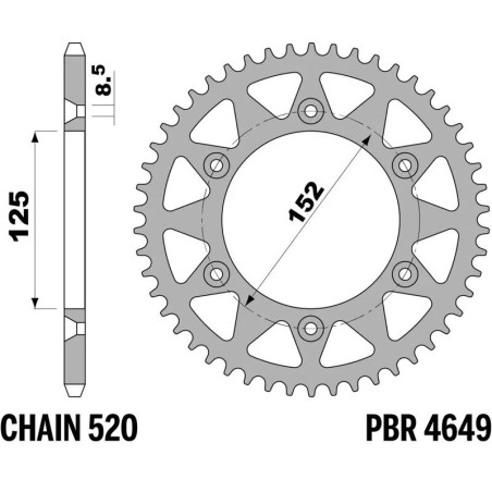 EK/PBR Kettenkit 520 SRX2 - 14/49-114 - Standard Kettenrad Alu für BETA RR 250, RR 300, XTRAINER 250, XTRAINER 300 2017-2027