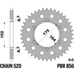 Kit chaîne EK/PBR 520 SRX2 - 14/41-104 - Couronne acier standard pour YAMAHA YFZ 350 BANSHEE 2WD de 1990 - 3029462