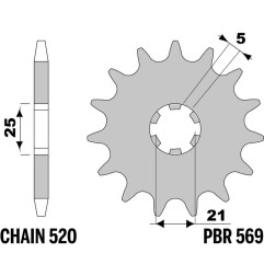 Kit chaîne EK/PBR 520 SRX2 - 14/41-104 - Couronne acier standard pour YAMAHA YFZ 350 BANSHEE 2WD de 1990 - 3029462