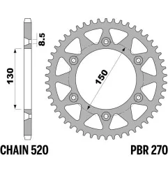 Kit chaîne EK/PBR 520 SRX2 - 13/50-114 - Couronne acier standard pour YAMAHA WRF 450 de 2007 à 2027