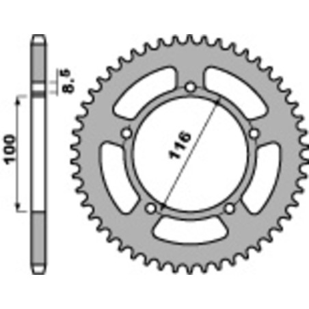 EK/PBR Chain kit 420 SH - 13/44-108 - Steel Standard Rear Sprocket for KAWASAKI KX 60 1985-2003