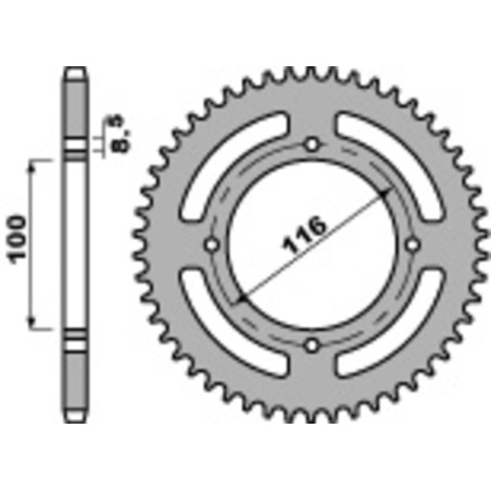 EK/PBR Kettenkit 420 SH - 13/51-124 - Standard Kettenrad Stahl für KAWASAKI KX 112, KX 85, KX 85 L 2001-2027