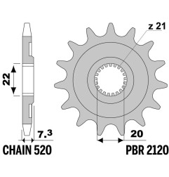 Kit chaîne EK/PBR 520 SRX2 - 14/53-116 - Couronne acier standard pour HM CRE-F 250 X de 2004 à 2013