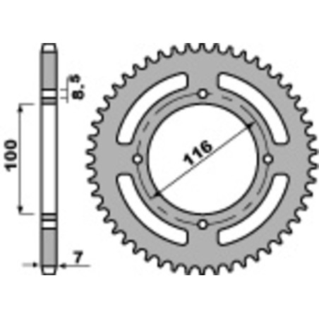 EK/PBR Chain kit 428 SHDR - 14/50-120 - Steel Standard Rear Sprocket for KAWASAKI KX 80, KX 85 1988-2021