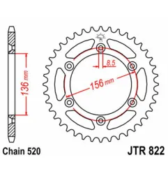 Kit chaîne EK/JT 520SRX2 13/48 - couronne standard pour GAS GAS EC 125 de 2003 à 2012