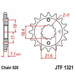 Kit chaîne EK/JT 520SRX2 13/48 - couronne standard pour HONDA XR 250, XR 250 L de 1996 à 2004
