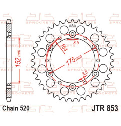 Kit chaîne EK/JT 520SRX2 14/41 - couronne standard pour YAMAHA YFZ 350 BANSHEE 2WD de 1990 à 2009