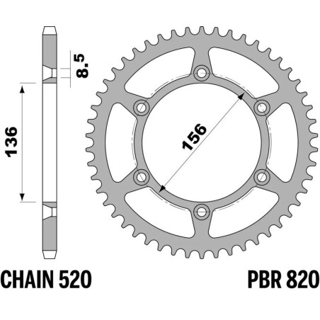 EK/PBR Chain kit 520 SRX2 - 13/50-114 - Steel Standard Rear Sprocket for GAS GAS EC 125 2013-2014