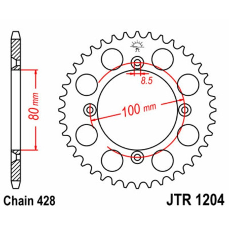 Kit chaîne EK/JT 428SHDR 14/50 - couronne standard pour HONDA XR 100 de 1985 à 2003