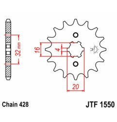 Kit chaîne EK/JT 428ZVX 14/53 - couronne standard pour YAMAHA WR 125 de 2009 à 2026