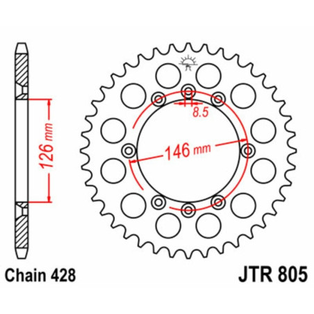 Kit chaîne EK/JT 428ZVX 14/50 - couronne standard pour SUZUKI TS 125 X de 1984 à 1988