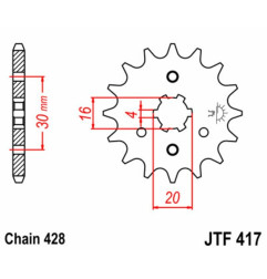 Kit de transmisión EK CHAIN para KAWASAKI KMX 125 de 1986 a 2002
