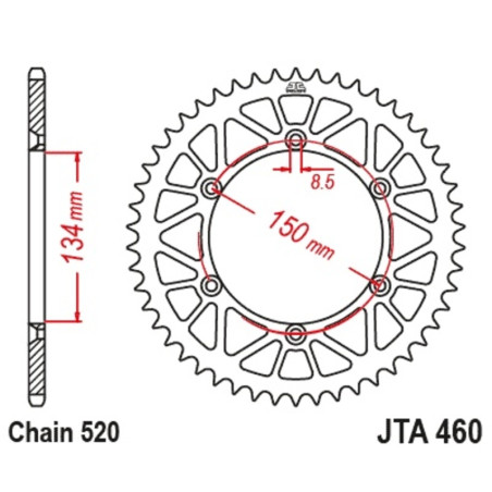 EK/JT Chain Kit 520M3 13/50 - Ultra-Light Rear Sprocket for KAWASAKI KX 450, KXF 450 2006-2022