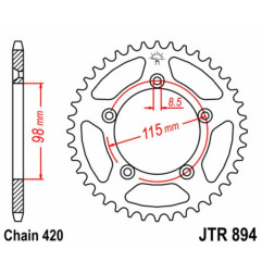 EK/JT Chain Kit 420SH 14/48 - Standard Rear Sprocket for KTM SX 65, HUSQVARNA TC 65 and GAS GAS MC 65 2011-2024