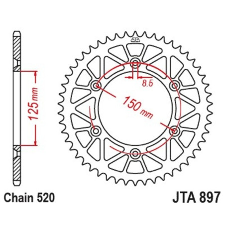 EK/JT Kettenkit 520M3 13/49 - ultraleichtes Kettenrad für GAS GAS MCF 350, MCF 450, KTM SXF 450, XCF 450 und HUSQVARNA FC 450