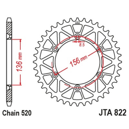 EK/JT Chain Kit 520SRX2 12/48 - Ultra-Light Rear Sprocket for GAS GAS EC 200 2003-2019