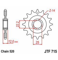 Kit chaîne EK/JT 520SRX2 12/48 - couronne ultra-light pour GAS GAS EC 200 de 2003 à 2019