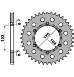 Kit chaîne EK/PBR 520 MRD7 - 15/44-110 - Couronne acier standard pour YAMAHA TT 600 de 1993