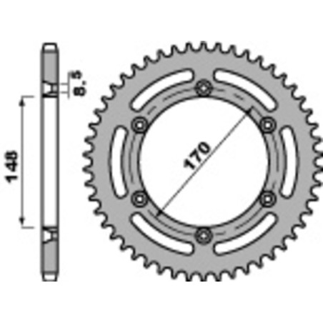 Kit de cadena EK/PBR 520MRD7 13/48 - corona Standard para SUZUKI TS 250 X de 1983 a 1989